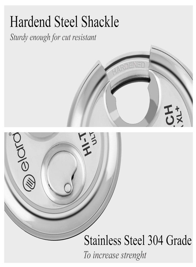 إلارا قفل Elara Shutter Lock HI-TECH Ultra XL+ Disc Lock 4 مفاتيح | قفل دائري للأبواب الرئيسية | قفل لوحة للمستودعات والمتاجر والمكاتب | مقاوم للتآكل | مقاوم للثقب | مطلي بالكروم (درجة 304) (مجموعة 90 مم) - Image 2